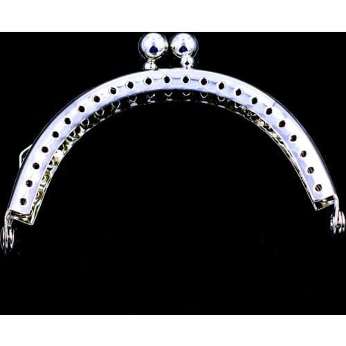 50PCS 8.5cm Arch Double Ball Head Metal Purse Bag Frames Kiss Clasps Clutch Buckle Handbag Handle Silver Tone Luggage Hardware