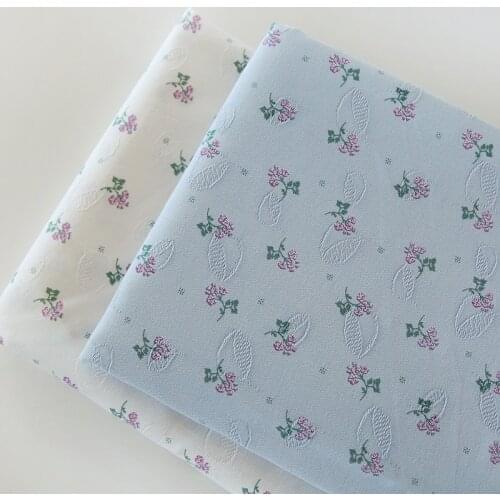 150cm Width Idyllic Purple Floral Printing Jacquard Cotton Skirt Clothes Handmade DIY Fabric