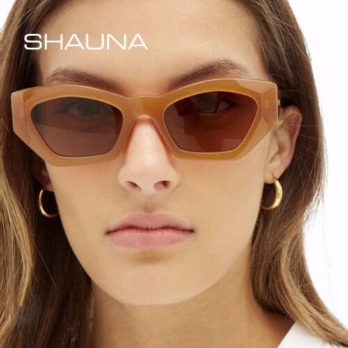 SHAUNA Fashion Jelly Frame Women Cat Eye Sunglasses Brand Designer Retro Irregular Men Shades UV400