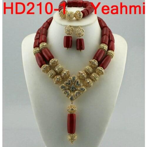African Wedding Bridal Top Orange Coral Beads Jewelry sets Nigerian Women Beads Necklace Jewelry Sets Free Shipping HD210-2