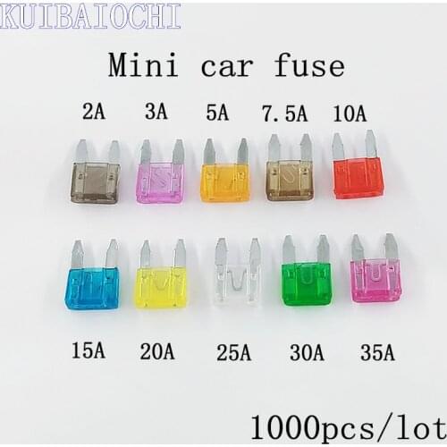 1000pcs/lot MINI Car Fuse Auto Car Truck ATC Mini Blade Trumpet Car Fuses 2A 3A 5A 7.5A 10A 15A 20A 25A 30A 35A