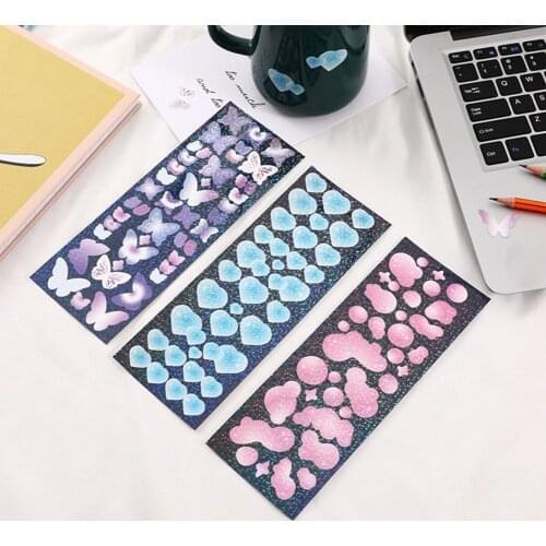 2Pcs Korean Personalized PVC Scrapbook Sticker Bright Color Lovely Butterfly Pattern Laser Sticker DIY Decorative Stickers
