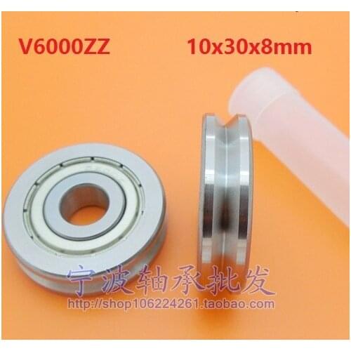 20pcs/lot V6000ZZ V6000 ZZ 6000VV 10x30x8mm V groove ball bearing guide track roller wheel pulley bearing 10*30*8mm