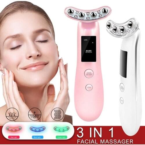 3 in 1 Facial Massager Skin LED Face Light Therapy Machine Tightening Active Beauty Device With Microcurrent Lift Technique
