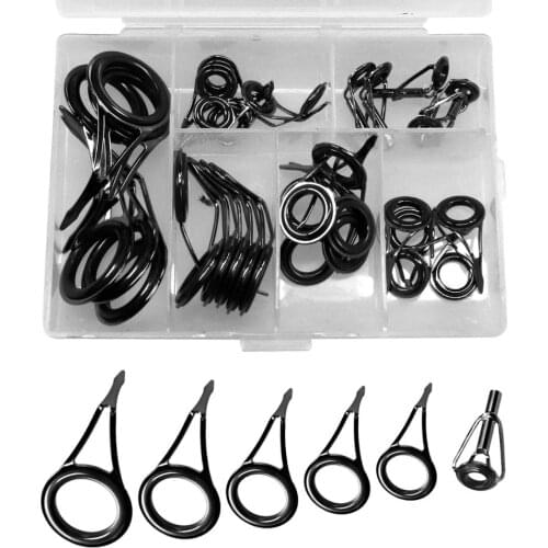35pcs/set Fishing Rod Guide Guides Tip Set Spinning Rod Guides Spare Parts Fishing Repair and Tips Top