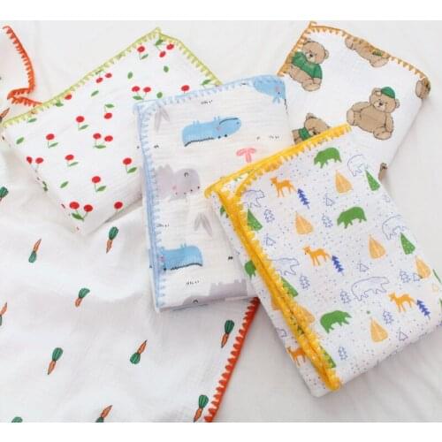 Cute Pattern 4-Layer Cotton Gauze Crepe Children Bath Towel For Household Bath Towel And Beach Towel TJ3756