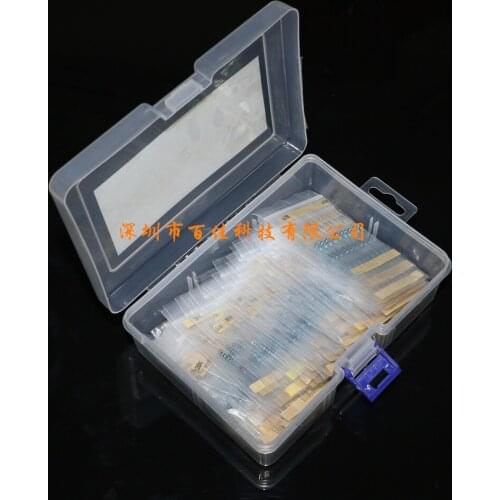 500pcs Boxed 50 kinds specifications × 10Pcs 1/4W Metal Film Resistor Pack Common Resistance Element Bag Independent Packaging