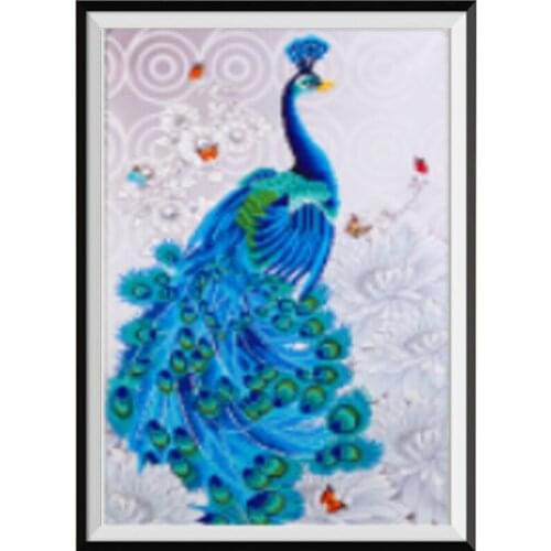 5d Diy Diamond Painting Animal Peacock Mosaic Kit Round Diamond Imitation Cross Stitch Home Decoration