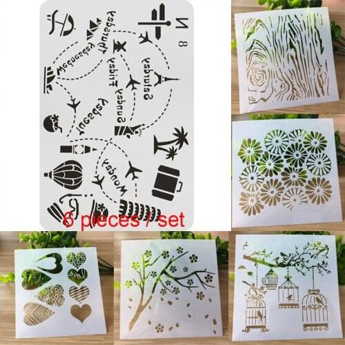 6pc Stencil Hot Air Balloon Painting Templates Decor DIY Graphics Painting Scrapbooking Stamp Ornament Album Embossed Template
