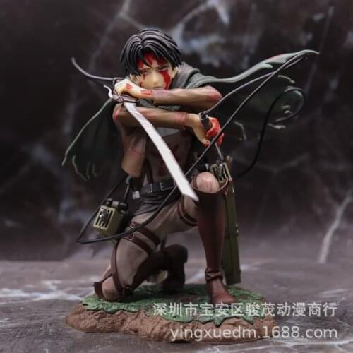 Anime Attack on Titan Captain Levi Ackerman War-damaged Captain Action PVC Figure Collectible Toy Figurine 18cm