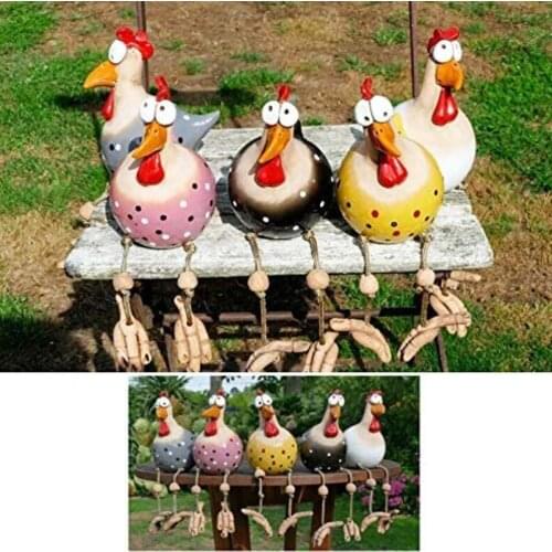 Yard Art Decor Chicken Garden Lawn Plug Hen Rooster Ornaments Hens Bird Statues Edge Seater Indoor Outdoor Backyard Decorations