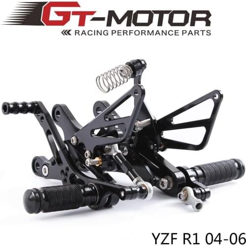 GT Motor - Full CNC Aluminum Motorcycle Adjustable Rearsets Rear Sets Foot Pegs For YAMAHA YZF-R1 2004-2006