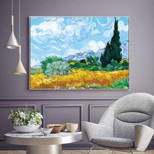 Autumn Beautiful Landscape Golden Wheat Canvas Painting Wall Art Nordic Posters and Prints Wall Pictures for Living Room Decor