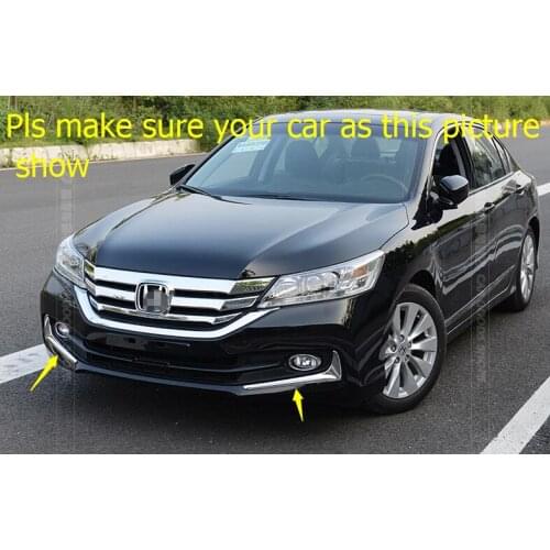 Lapetus Chrome Front Fog Lamp Lights Eyebrow Decoration Strip Cover Trims 2 Pcs / Set Fit For Honda Accord 2013 2014 2015