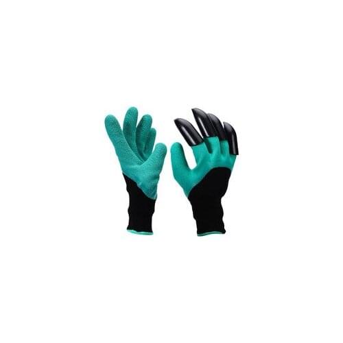 1 pair latex Garden Gloves with Fingertips Claws Quick Easy to Dig and Plant Safe for Rose Pruning 4 ABS plastic Claws