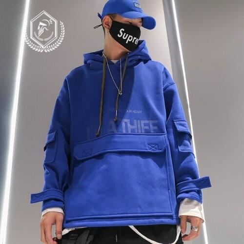 Men Fashion Loose Print Fleece Heavyweight Safari Style Hip Hop Sweatshirts with Hooded