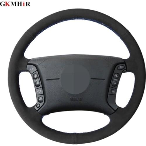 Hand-stitched Black Genuine Leather Suede Car Steering Wheel Cover For E46 318i 325i E39 E53 X5 Accessories Parts