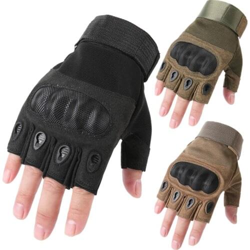 New Lightweight Carbon Fiber Tactical Gloves Military Hard Knuckle Combat Mittens Bicycle Mens Army Military Fingerless Gloves