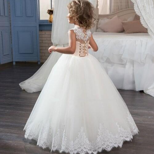 Flower Girl Dress For Wedding Girls First Communion Dress Satin Ball Gowns with Beading Sash Elegant Dresses Custom Mad