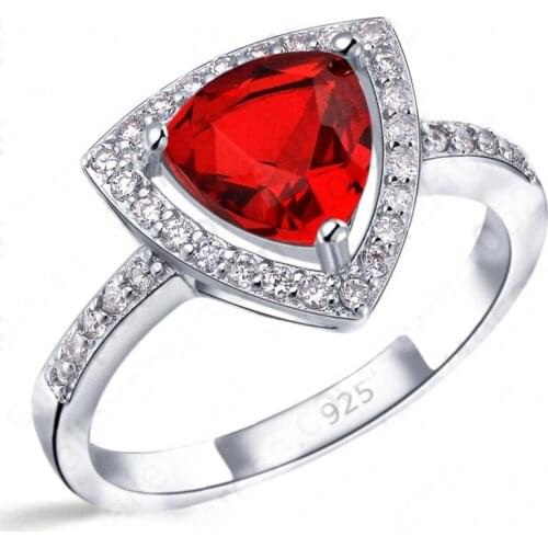 Romantic One Piece Women Wedding Ring 925 Sterling Silver Red Cubic Zircon Wholesale Jewelry
