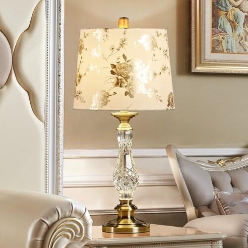 Luxury European Crystal Table Lamp Bedroom Bedside Table Lamp Creative American Light Luxury Simple Modern Home Warm Living