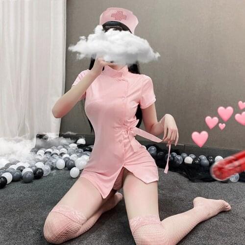 Punk Harajuku Nurse Uniform Ultra Short Sexy Underwear Women Split Skirt Home Sleepwear Cosplay Vedette Costumes