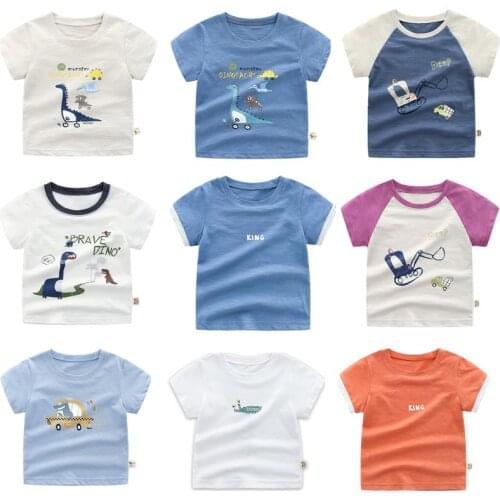 High-quality Brand Summer boys girl t shirt Jurassic World dinosaur Print 100% Cotton Kids Tees baby Clothes Children clothing