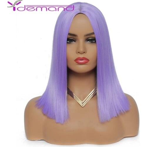 Y Demand Womens Wig Pink Wig BOB Peruca Cosplay Short Straight Hairstyle Heat Resistant Synthetic Wigs For Women