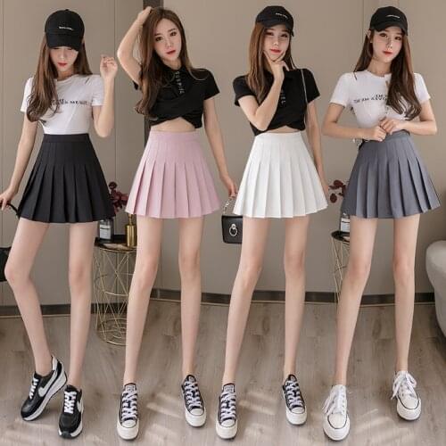 Kawaii High-waisted Skirt Shorts Y2k Solid Black White Pink Clothes Mini Pleated Skirts Japanese Style Clothing For Girls Teens
