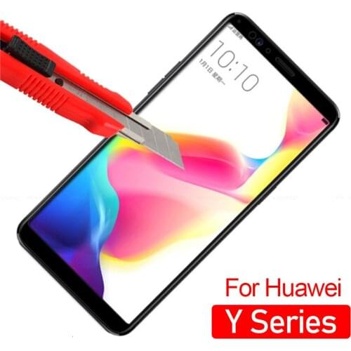Protective Glass For Huawei Y5 Y6 Y7 Prime Tempered Glas Screen Protector Case on The Y 6 5 7 Y Prime Full Cover Film