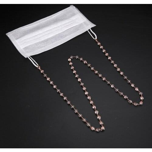 BUDROVKY Chic Colorful Crystal Beaded Chain for Glasses Women Mask Necklace Rose Sunglasses Chain Lanyards for Mask Neck Holder