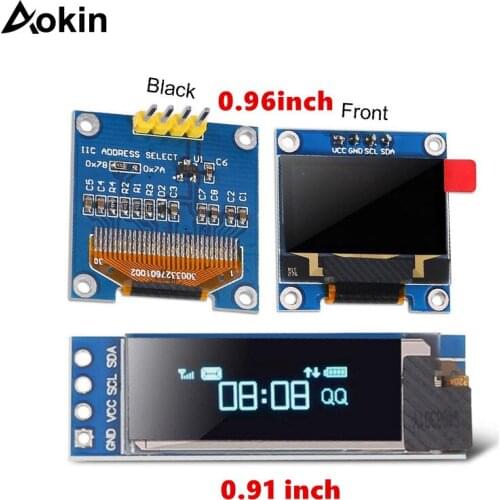 0.91 inch OLED module White Blue color 128X64 OLED LCD LED Display Module For Arduino 0.96 I2C IIC Serial with Case