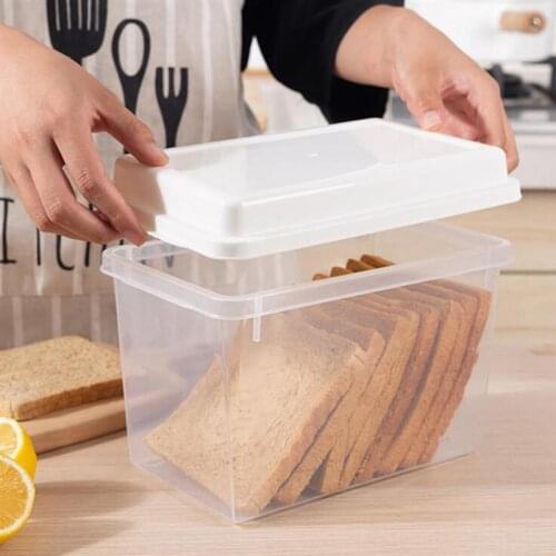 1 Pc Food Bread Storage Box Transparent Fruit Storage Box With Lid Box Refrigerator Box Transparent Toast Fruit Food Stuff Box
