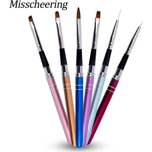 1pcs Professional 6 Colors UV Gel Polish Drawing Nail Art Brush 3D Liner Painting Pen For DIY Designs Carving Brushes Nail Tools