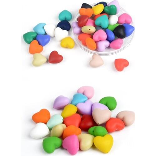 10pcs Heart Silicone Beads Baby Teething Beads Food Grade Silicone Teethers Baby Products DIY Pacifier Accessories