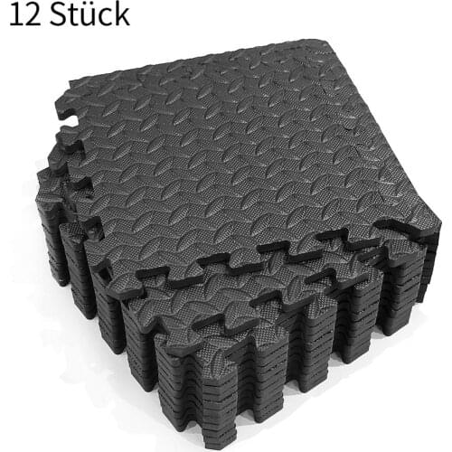 12PCS 30*30cm EVA Leaf Grain Floor Sport Protection Gym Mat Non-Slip Soft Foam Splicing Rugs Thicken Shock Room Workout Yoga Mat