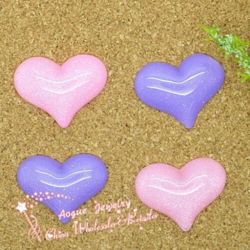 24*32mm 20pcs resin flatback shine heart cabochon|Resin Scrapbooking Embellishments|Hair Bow Center Accessories