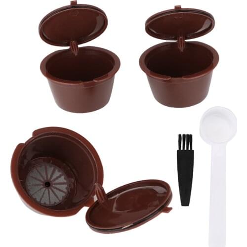 3Pcs Eco-friendly Reusable Coffee Capsule set Scoop Brush Food Grade Plastic PP Coffee Filter Baskets Soft Capsules Taste Sweet