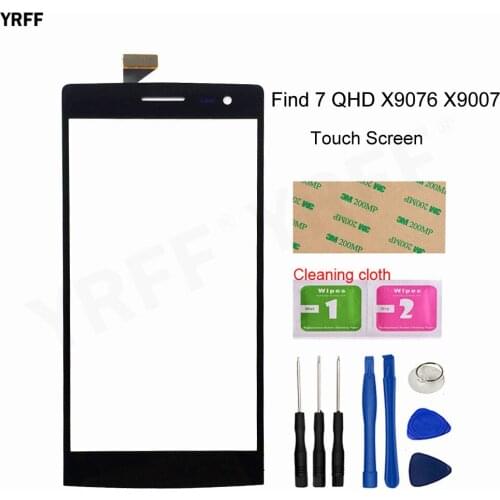 5.5'' Find 7 QHD X9076 X9007 Front Glass Panel Sensor For Oppo Find 7 Touch Screen Digitizer Touch Phone Assembly 3M Glue Wipes