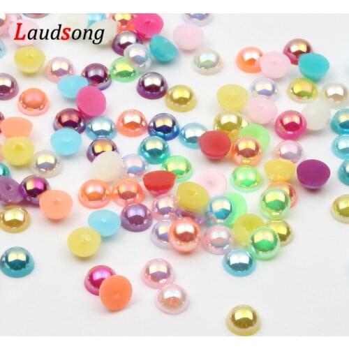 6 8 MM 200/100PCS Multicolor Acrylic Beads Pearl Imitation Half Round Flatback Scrapbook Bead For Jewelry Making DIY Accessories