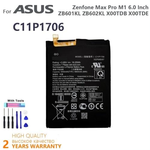 100% Original 4850mAh C11P1706 Battery For ASUS Zenfone Max Pro M1 6.0 Inch ZB601KL ZB602KL X00TDB X00TDE Batteries With Tools