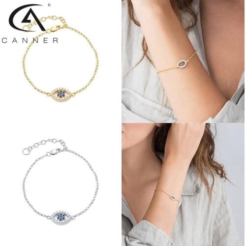 CANNER The Eye Of The Devil Women Bracelet 925 Sterling Silver Clavicle Bracelet For Women Charms 18KGold Jewelry Armband Joyero