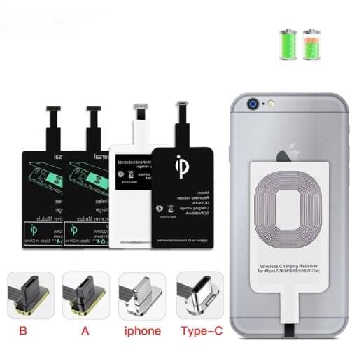 Qi Wireless Charger Receiver Support Micro USB Type C Fast Wireless Charging Adapter For iPhone Android Wireless Charge Pad dock