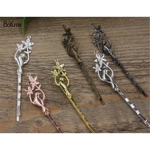 BoYuTe 20Pcs 6 Colors Plated 14*38MM Bird Hair Barrette Wholesale Women Hair Accessories