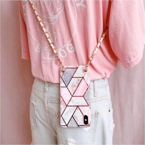 Summer simple rhombus Crossbody chain phone case for samsung galaxy note20 ultra S20ultra S20 Plus S20Fe A21S M21 M30S A41cover