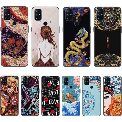 3D Emboss Relief Case For Oneplus Nord N10 Phone Cover Black Softness TPU Silicone Back Bumper