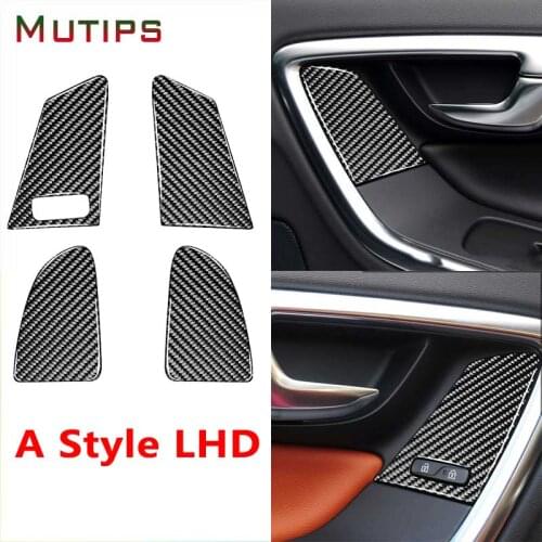 Car Window Lift Button Cover Carbon Fiber Decorative Stickers Accessories Interior for Volvo V60 XC60 2010-2017 S60 2010-2018