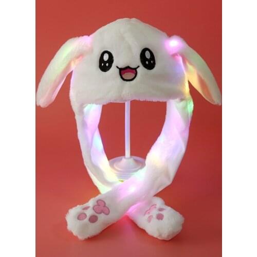 The Same Tiktok Hat. A Parent-child Hat with Fluffy Ears. Cartoon Light Cap. Long Eared Luminous Cap.A Hat with Moving Ears
