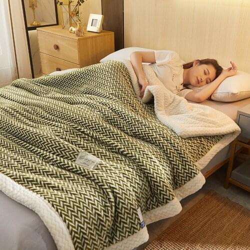 European Double-layer Thickened Yarn Dyed Blanket Milk Wool Double-sided Double-layer Blanket Autumn and Winter Cover Blanket