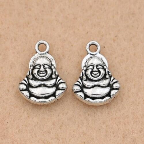 KJjewel Antique Silver Plated Buddha Charms Pendants Jewelry Making Handmade Diy Findings 14x10mm 10pcs/lot